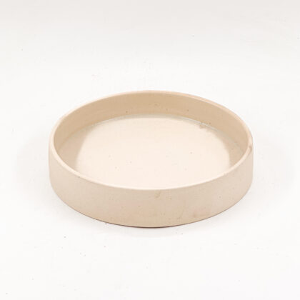 Plato con Borde Recto 22x4cm-Pasta Natural interior Blanco Mate