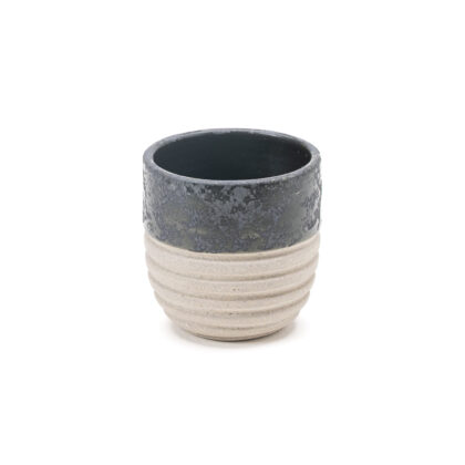 Vaso Boleado Rayado 10oz-Negro Lumbre Mitad Pasta Natural