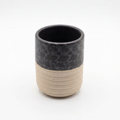 Vaso Boleado Rayado 12oz-Pasta Natural mitad Negro Lumbre
