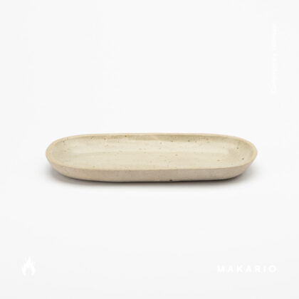 Platito Ovalado Chico 13x8cm-Pasta Natural interior Blanco Mate