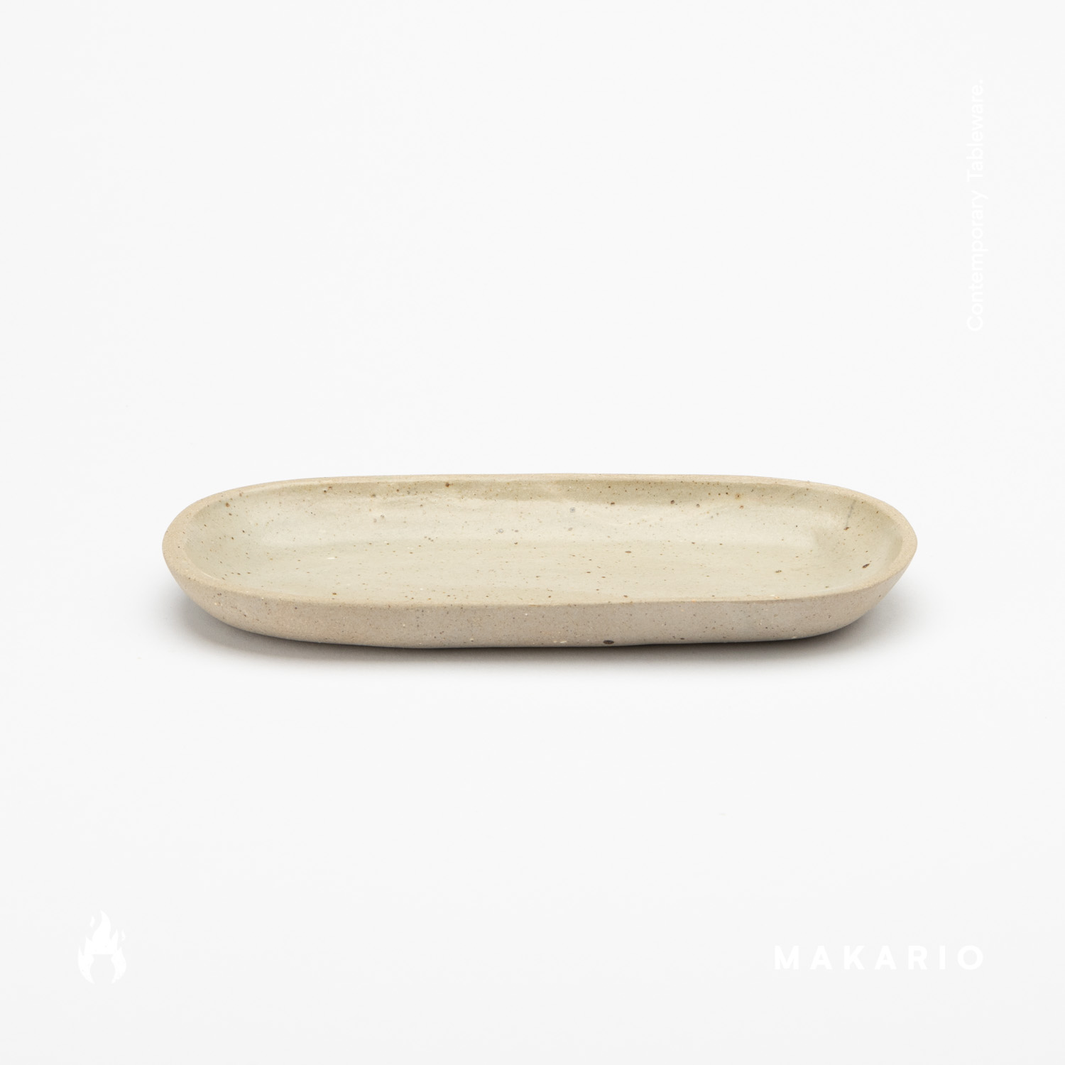 Platito Ovalado Chico 13x8cm-Pasta Natural interior Blanco Mate